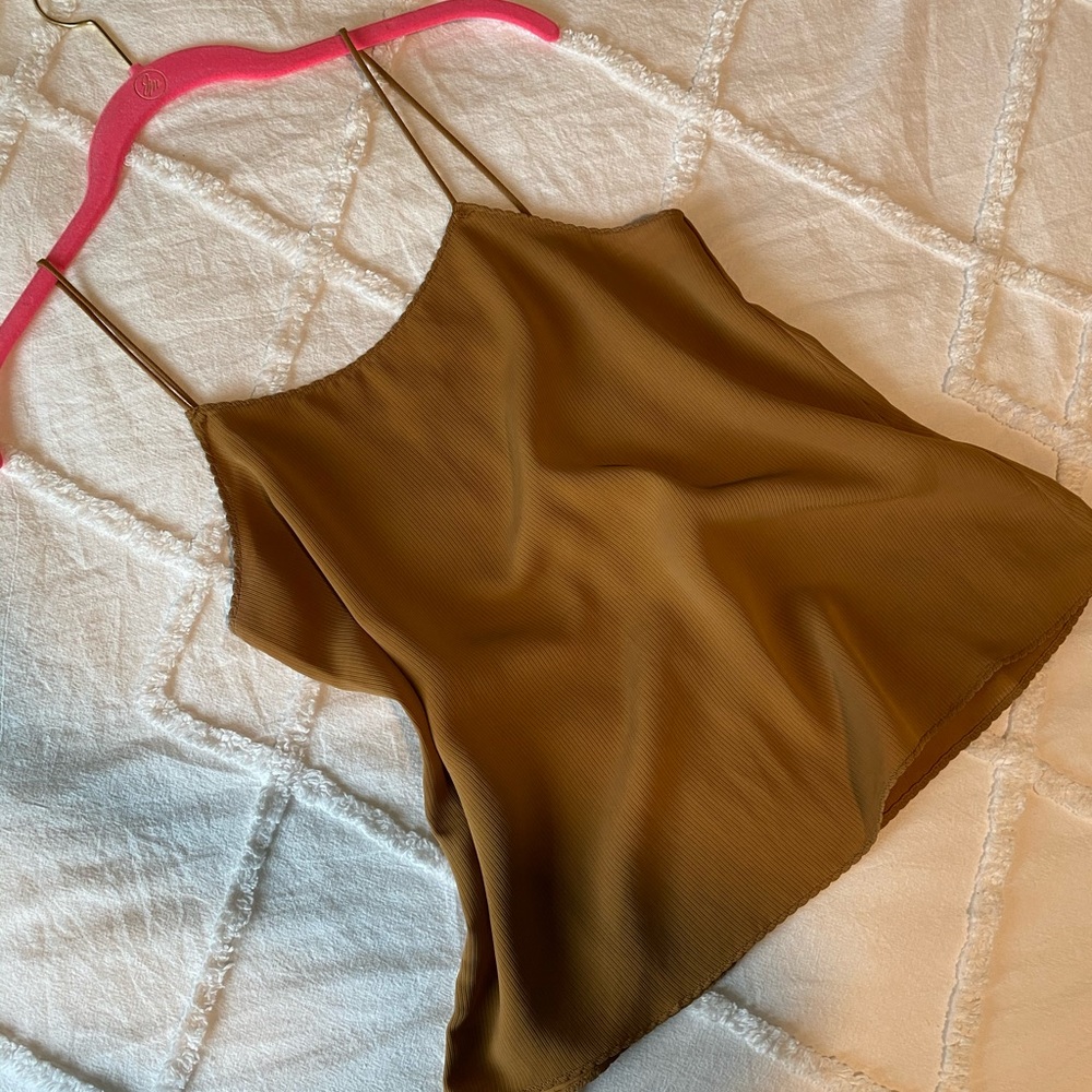 Boutique mustard silky camisole tank top womens S